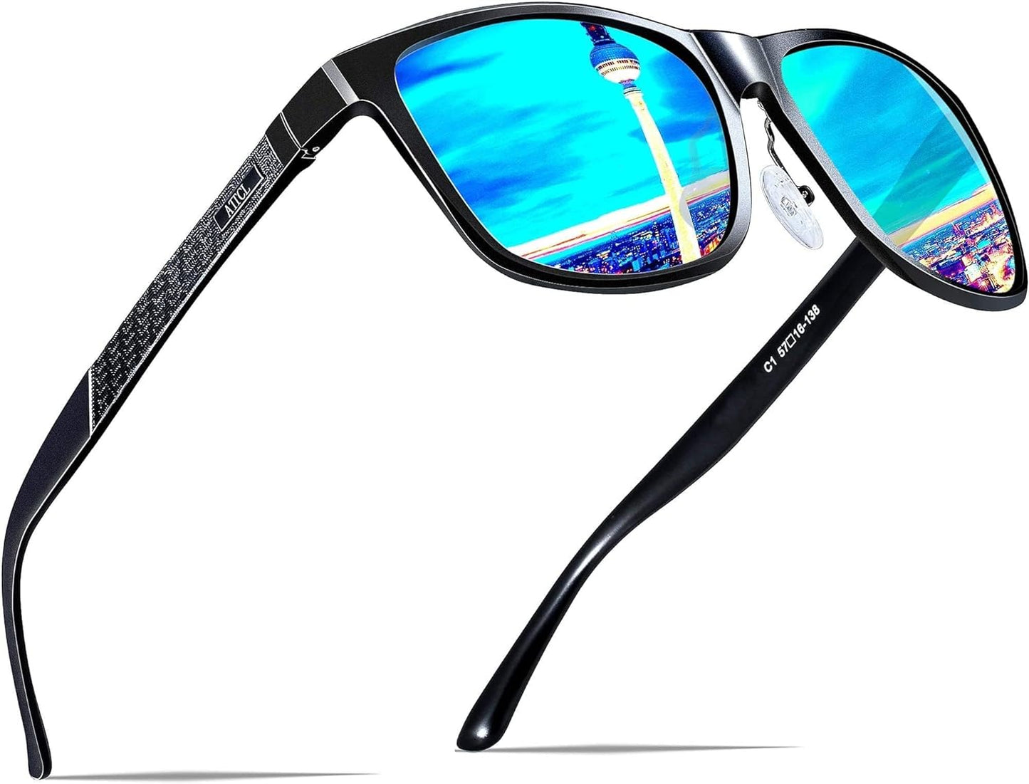 ATTCL Herren Polarisierte Fahren Sonnenbrille Al-Mg Metall Rahme Ultra Leicht UV400 CAT 3 CE