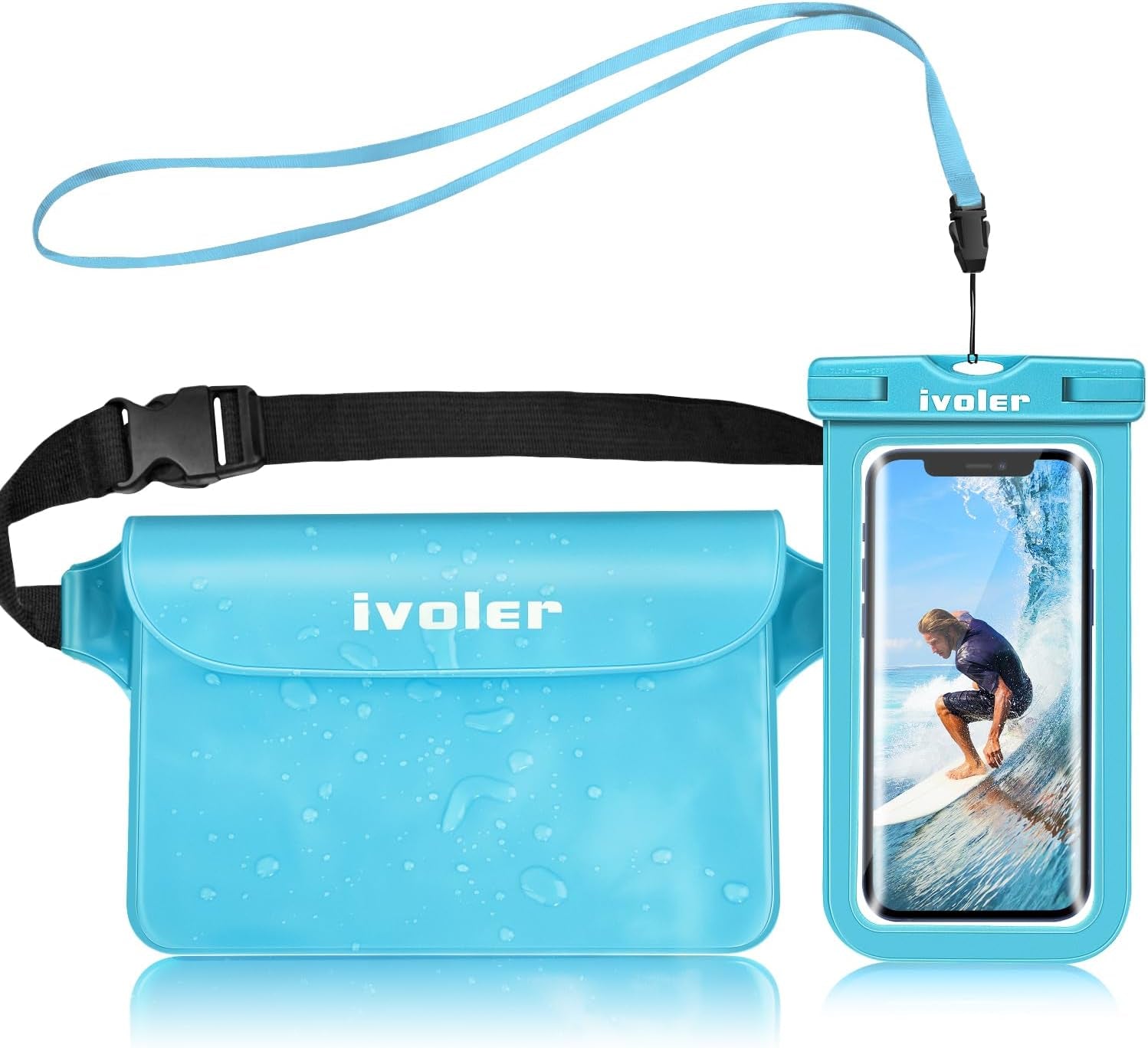 Ivoler Universal Strand-Tasche Mit Handytasche Wasserdicht Für Wassersport, Strand, Schwimmen, Bootfahren