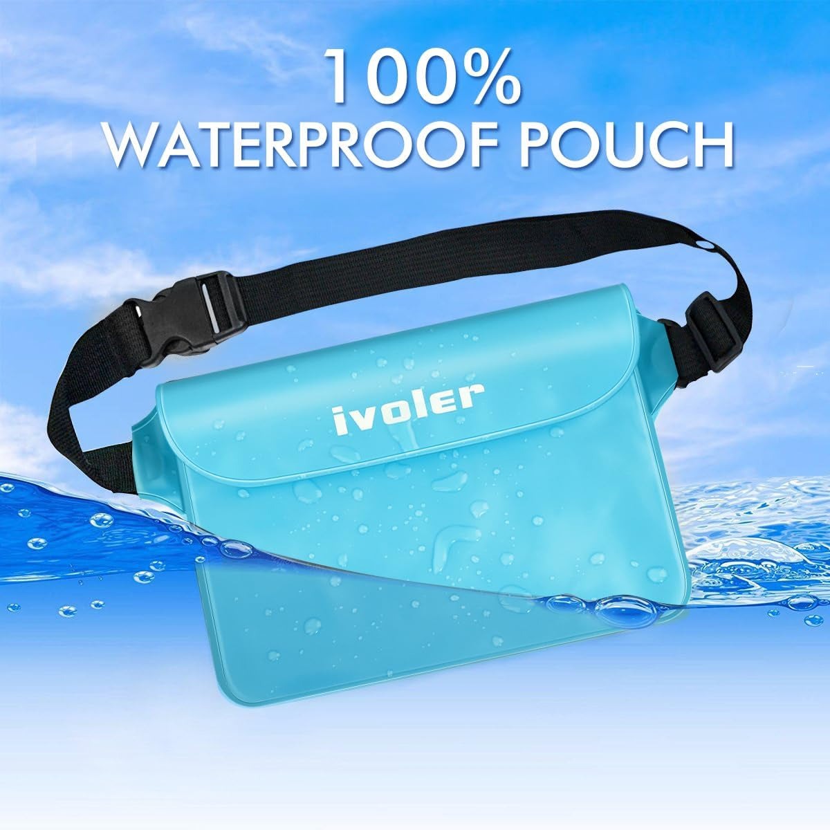 Ivoler Universal Strand-Tasche Mit Handytasche Wasserdicht Für Wassersport, Strand, Schwimmen, Bootfahren