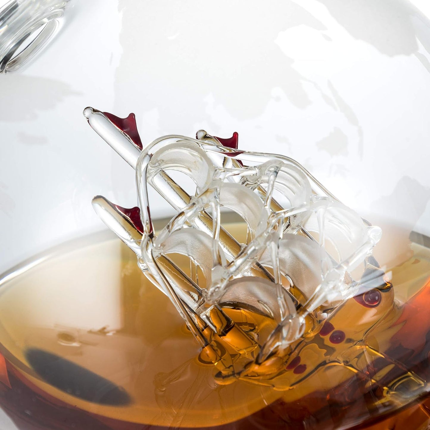 Whiskey Dekanter Set,Globus Dekanter,Whiskey  Mit 2 Gläsern,Perlen 4 Eiswürfel Zange & Trichter Getränkespender Für Whisky Likör Wein Brandy Cognac