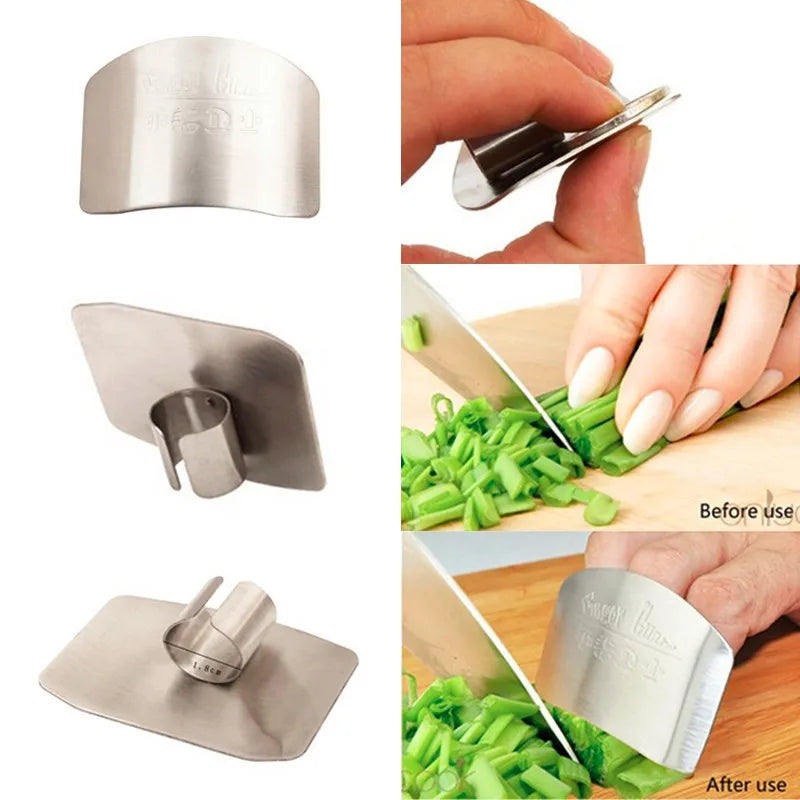 New Kitchen Stainless Steel Finger Hand Protector Ring Knife Chop Adjustable Guard Cut Safety Gadgets Cooking Tools